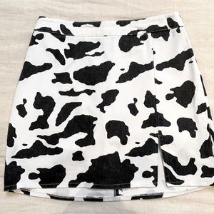 Boutique cow print jean skirt